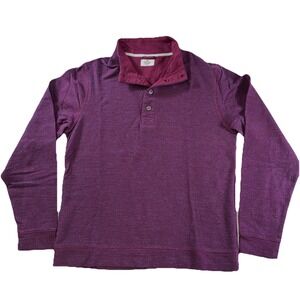 Marine Layer 1/4 Button Lightweight Mock Neck Sweater Men's L Maroon